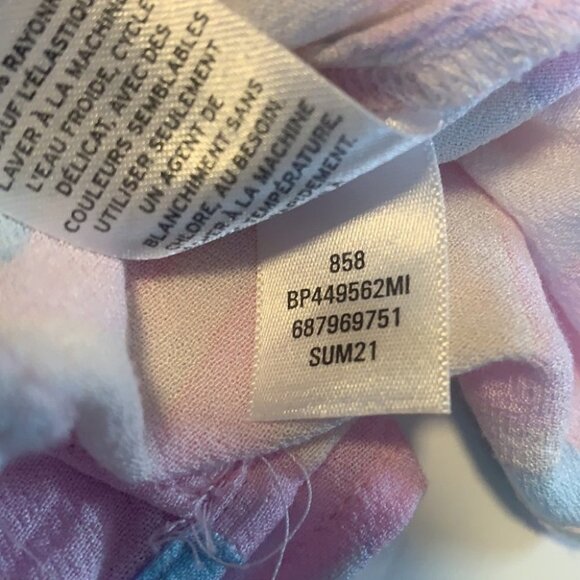 BP. Nordstrom Pastel Short Sleeve Crepe Dress Flowy Pink White Blue Size Small - Picture 9 of 9